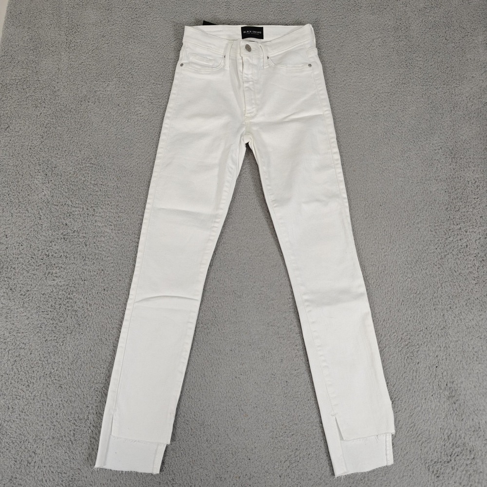Black Orchid Jeans Womens 26 White High Rise Skinny Raw Hem Soft Stretch‎ SAMPLE